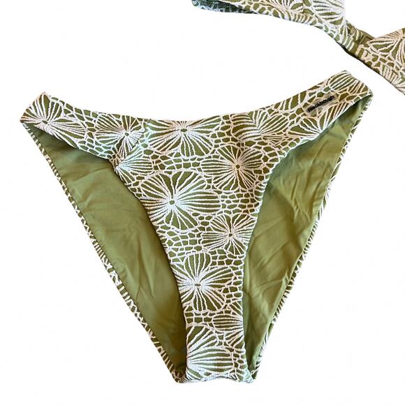 Blackbough Kate Sage Jacquard Bikini Set Small Triangle Top Cheeky Bottoms - Picture 4 of 6